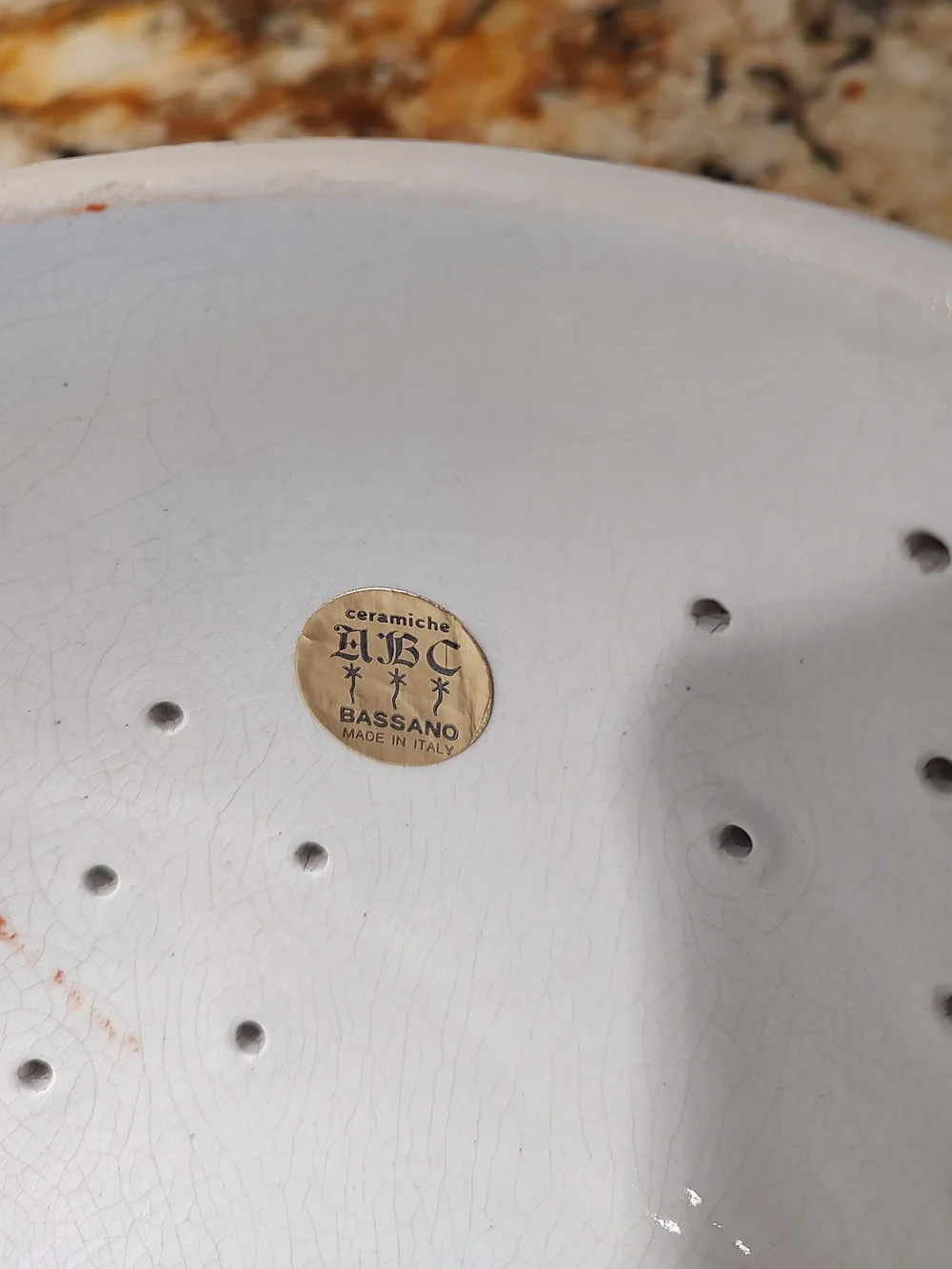 Hand-Painted Bassano Floral Ceramic Colander - White with Multicolor Flowers